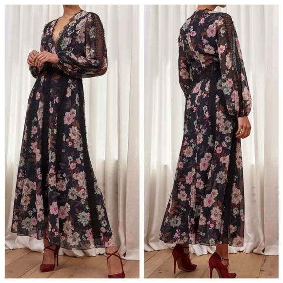 NWT La Ligne Margaret French Lace Magnolia Printed Romantic Maxi Dress. Size S - Picture 1 of 15